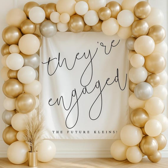 Custom Engagement Party Banner Fabric Welcome Party Sign Photo Booth Backdrop Just Engaged Party Decorations Martini Engagement Banner