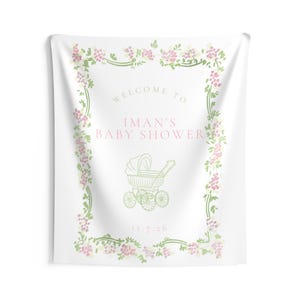 Striscione personalizzato per baby shower Striscione per baby shower personalizzato Decorazioni classiche per baby shower Sfondo neutro per baby shower Elegante cartello per baby shower immagine 7