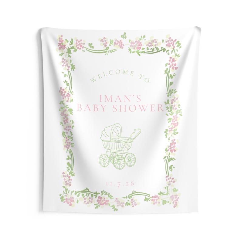 Striscione personalizzato per baby shower Striscione per baby shower personalizzato Decorazioni classiche per baby shower Sfondo neutro per baby shower Elegante cartello per baby shower immagine 7