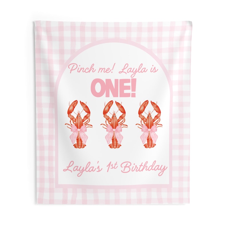 Pinch Me Im One Crawfish Birthday Banner Custom Southern Bayou First Birthday Backdrop Personalized One Party Sign Cake Smash Photo Backdrop image 8