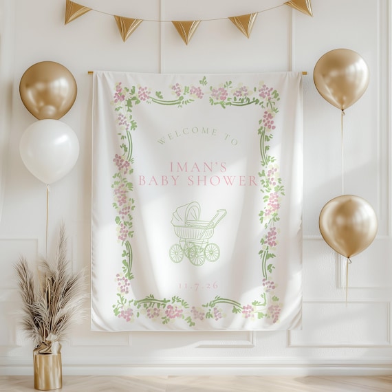 Custom Baby Shower Banner Personalized Baby Shower Banner Classic Baby Shower Decor Neutral Baby Shower Backdrop Elegant Shower Sign