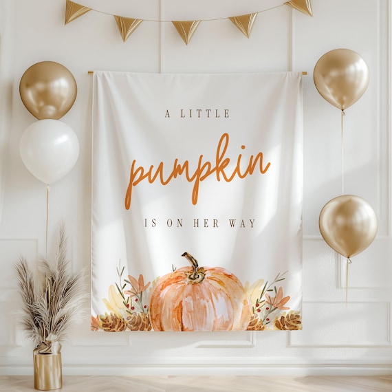 A Little Pumpkin on the Way Banner Fall Baby Shower Banner Autumn Baby Shower Decorations Gender Neutral Baby Shower Decor Custom Sign