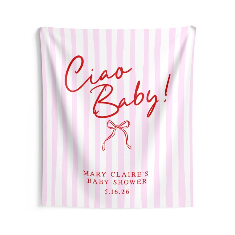 Banner de Baby Shower Ciao, letrero personalizado para Baby Shower, decoración de Baby Shower con temática italiana, banner de género neutro para bebé, banner personalizado con nombre de bebé 50" × 60"