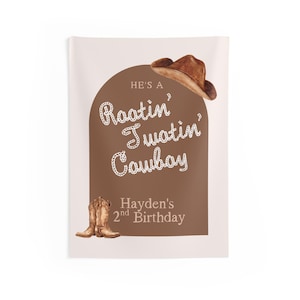 Rootin Twotin Cowboy Birthday Banner Two Year Old Boy Western Party Decor Cowboy Birthday Sign 2nd Birthday Banner Wild West Theme 26" × 36"