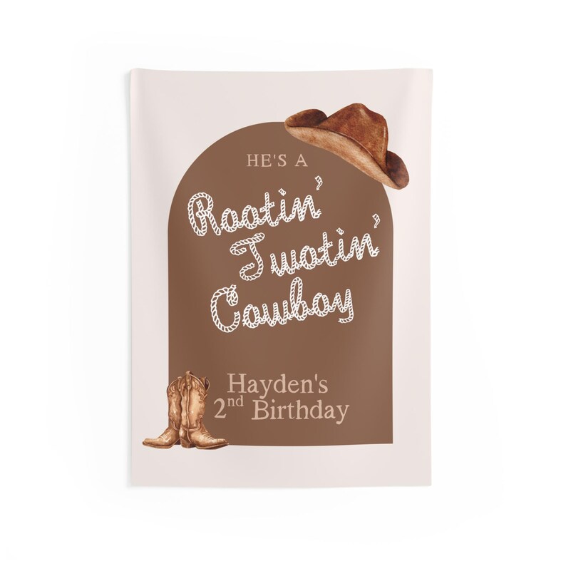 Rootin Twotin Cowboy Birthday Banner Two Year Old Boy Western Party Decor Cowboy Birthday Sign 2nd Birthday Banner Wild West Theme 26" × 36"