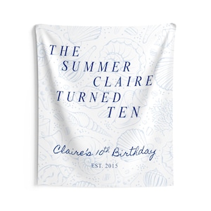 L'été que j'ai tourné jolie bannière d'anniversaire TSITP Party Decor Beachy signe d'anniversaire inspiré du ventre bannière personnalisée Summer Girl Party toile de fond 50" × 60"