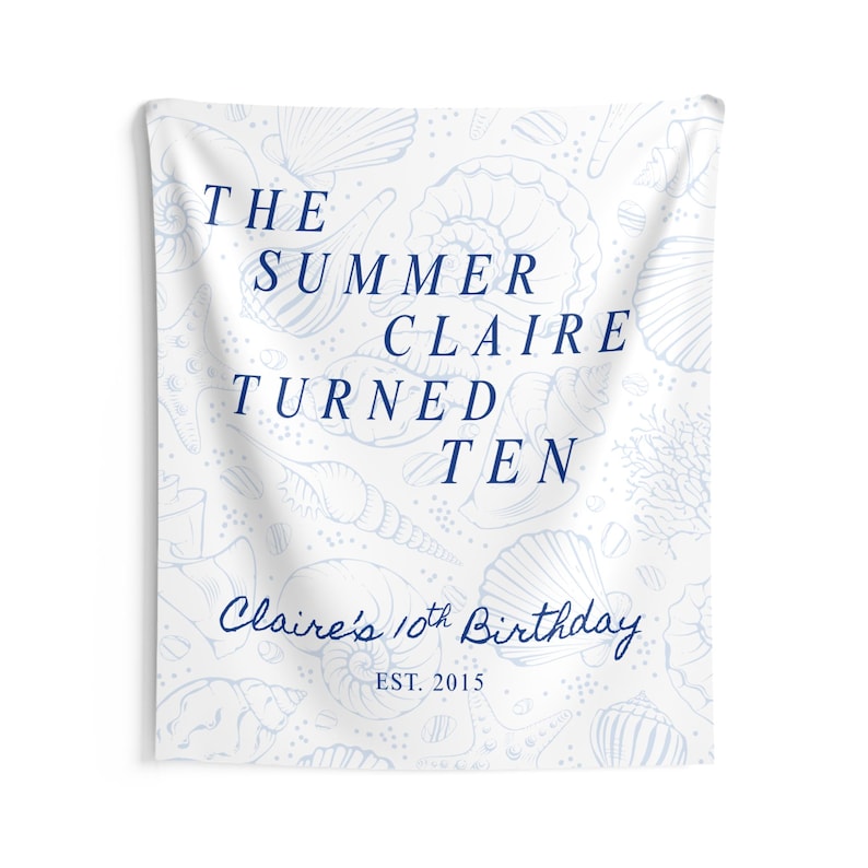 L'été que j'ai tourné jolie bannière d'anniversaire TSITP Party Decor Beachy signe d'anniversaire inspiré du ventre bannière personnalisée Summer Girl Party toile de fond 50" × 60"