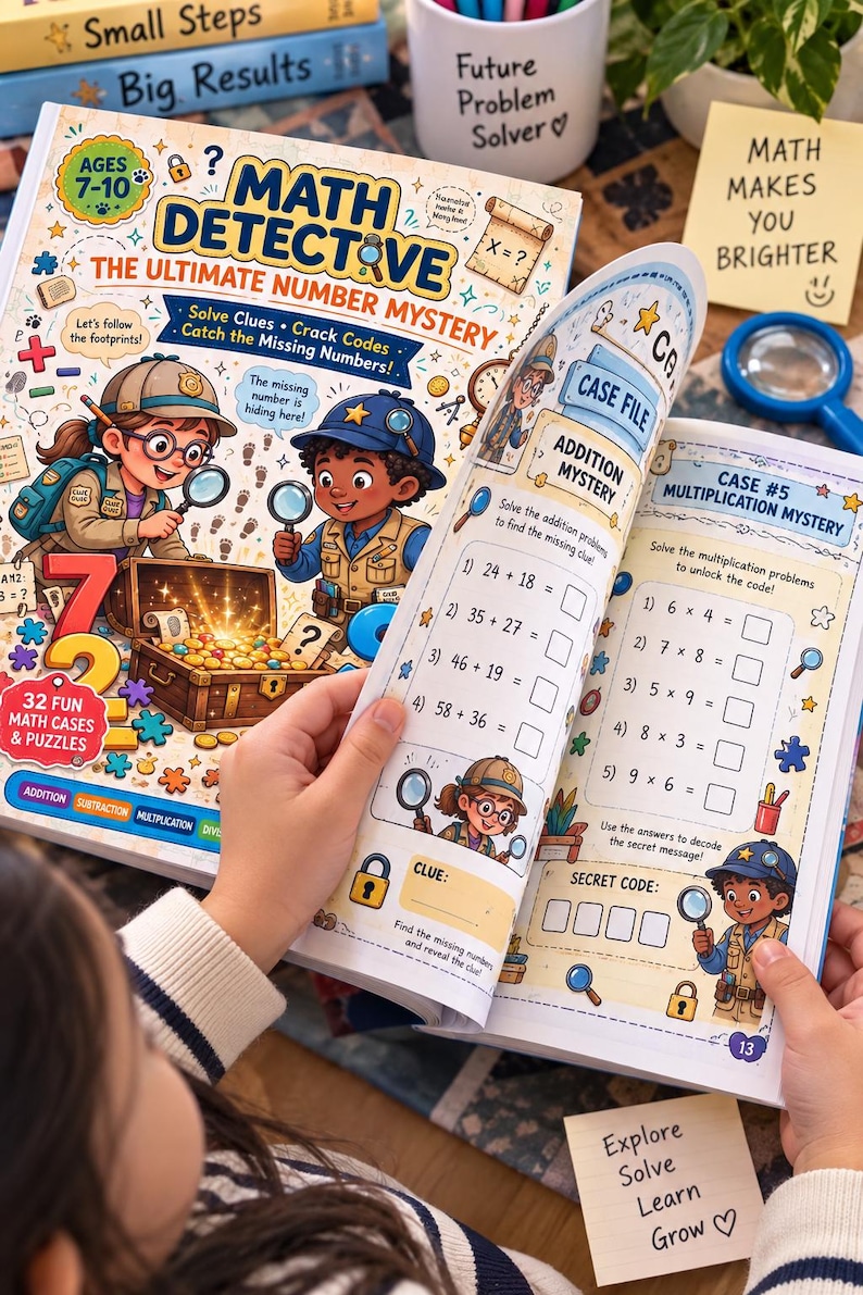 Coding Kids Activity Math Math Detective Workbook for Kids, Printable Math Worksheets, Math ...