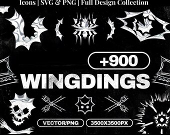 Wingding Shapes Pack – 900+ Symbols & Icons | SVG and PNG | Full Design Collection