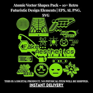 Atomic Vector Shapes Pack – 10+ Retro Futuristic Design Elements | EPS, AI, PNG