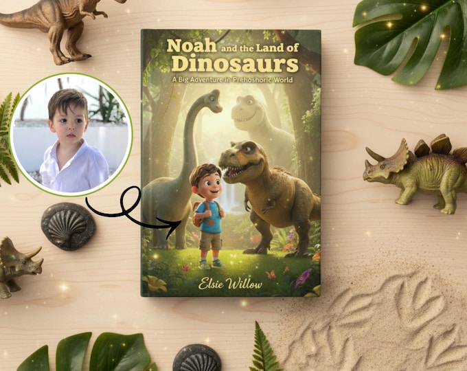 Featured listing image: Personalized Dinosaur Book for 3 4 5 Year Old Kids. Printed Storybook. Birthday Gifts.