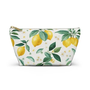 Lemon Lovers Accessory Pouch, Small Citrus Organizer Bag, Lemon Print Makeup Bag, Travel Organizer, Fun Summer Lemon Pouch, School Organizer