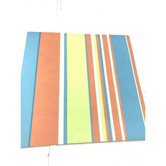 blue and green striped 12 x 12 scrapbook craft paper acid lignin free
