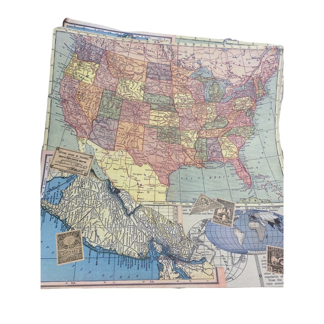 12 x 12 vintage USA map Scrapbook paper - Etsy Portugal