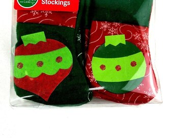 Set of 12 Felt MiniChristmas Stockings 4" Craft Home Decor Red Green Gift Favor