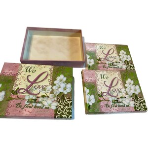 7 pc We love because he first loved us religious greeting cards keepsake box envelopes