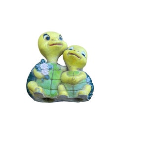 vintage tortue parent et enfant figurine miniature en plastique