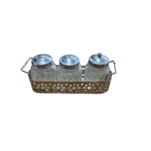 ensemble vintage de 3 sel poivre sucre ensemble vaisselle en métal argenté servant