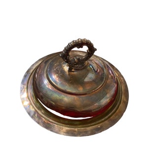 AS IS vintage silver plate round handled lid