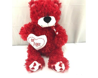 14” Stuffed Animal Fluffy Red Teddy Be Mine