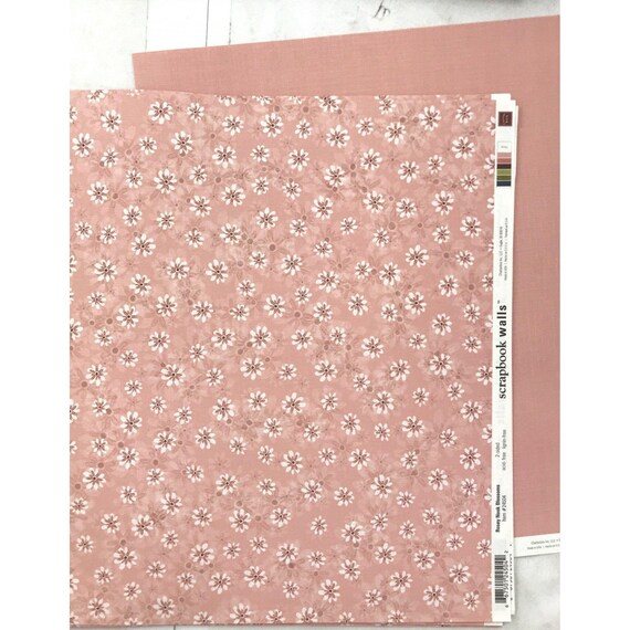 Double Sided Rose and White Floral 12 x 12 scrapbook paper craft