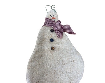 NEW Handmade muslin primitive snowman Christmas ornament