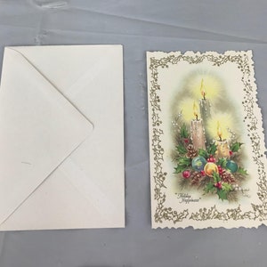 Vintage 1950er Kerzenszene Weihnachten Neujahr Karte Ephemera
