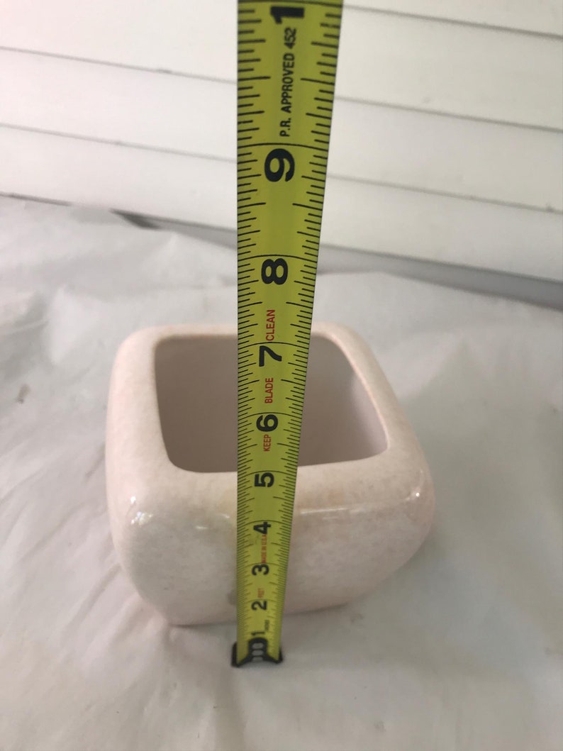 White with tan square vase succulent flower pot