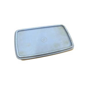 Puede incluir: Una tapa de plástico azul claro para un recipiente con la palabra "remarkable" impresa en ella.