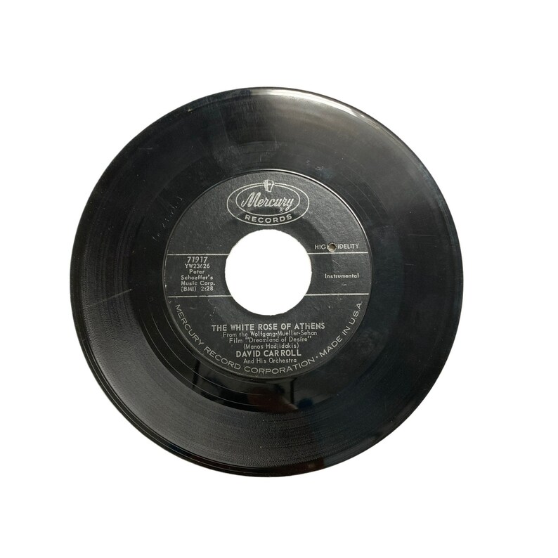 Vintage 7” 45 RPM Vinyl Record David Carrol White Rose of Athens ...