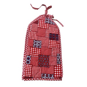 Vintage MCM Großgerätebezug gesteppt rot blau