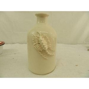 White decorative jug floral craft photo prop display ceramic? pottery?