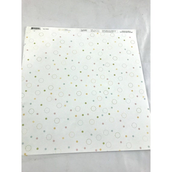 White with multi-colored dots and circles 12 x 12 scrapbook paper