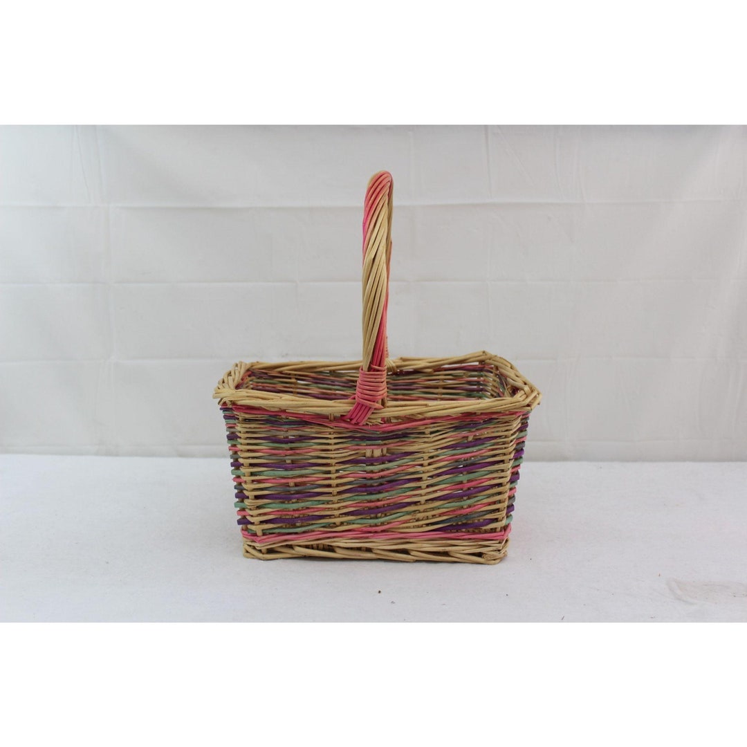 Square Woven Basket With Handle Craft Floral Decor Display Etsy