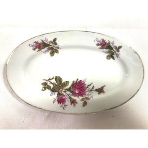 Vintage roos design ovale porseleinen schotel