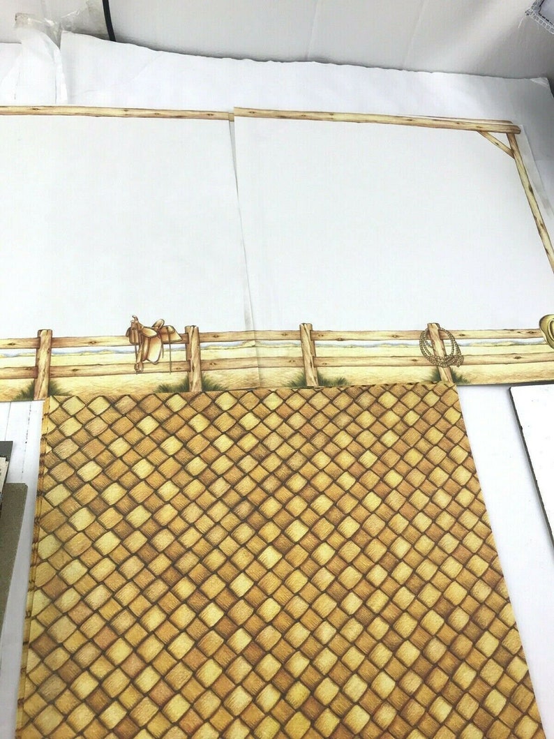 Lot of 3 scrapbook papers corral and basket weave acid and lignin free 12 x 12