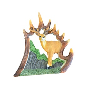 Resin Deer antler figurine shelf sitter cabin mountain