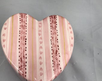 Porcelain Heart Jewelry Trinket Box NWOT