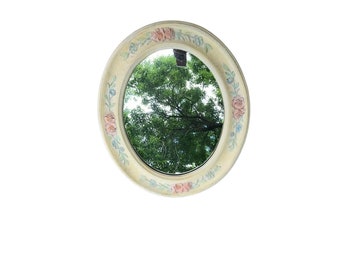 AS IS  Floral design oval mirror with frame