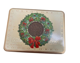 Vintage Oreo rectangle Christmas Cookie Tin decorative