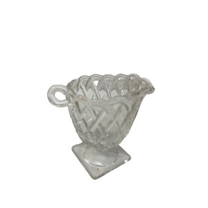 vintage clear pressed cut glass mini creamer pitcher