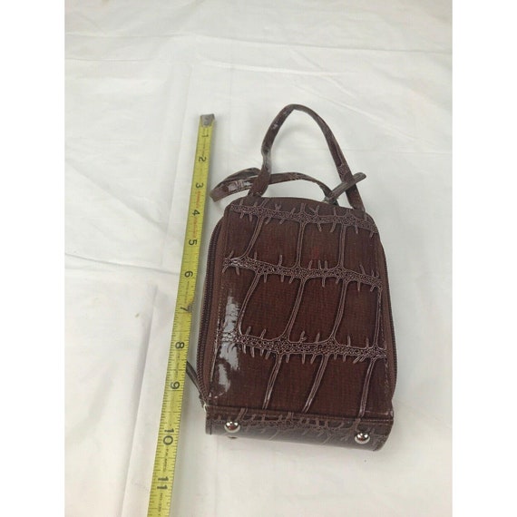 Brown Faux Snakeskin Patent Leather Purse - image 3
