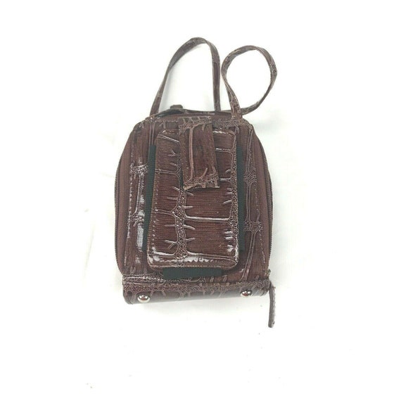 Brown Faux Snakeskin Patent Leather Purse - image 1