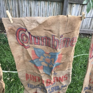 Columbine Vintage Burlap Sack Photo Prop 20&quot; x 32&quot; Craft Upholstery