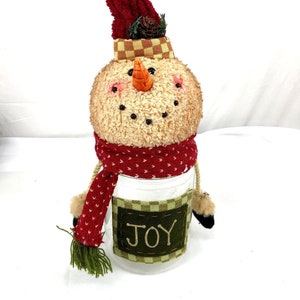 Snowman Joy Candy Jar Gift Holder