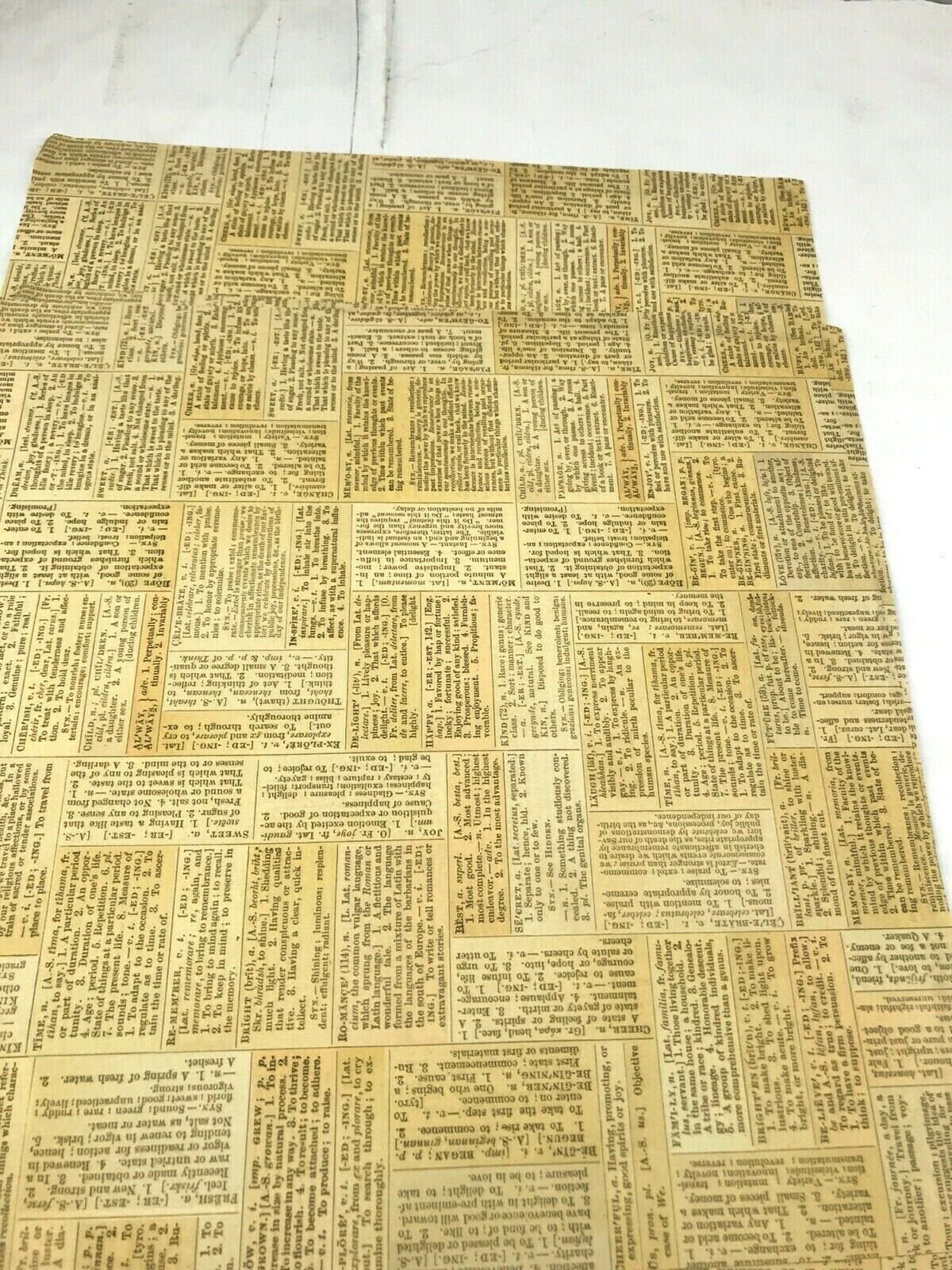 Lot of 2 Distressed dictionary 12 x 12 scrapbook craft paper acid lignin free Lot of 2 Distressed dictionary 12 x 12 scrapbook craft paper acid lignin free