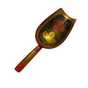 Painted black lacquer wooden scoop decorative red black gold