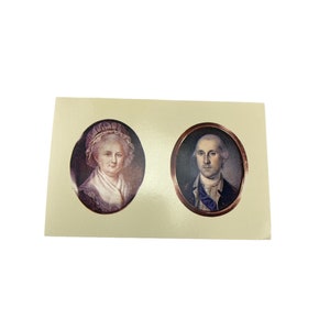 portraits miniatures vintage Carte postale de George Martha Washington