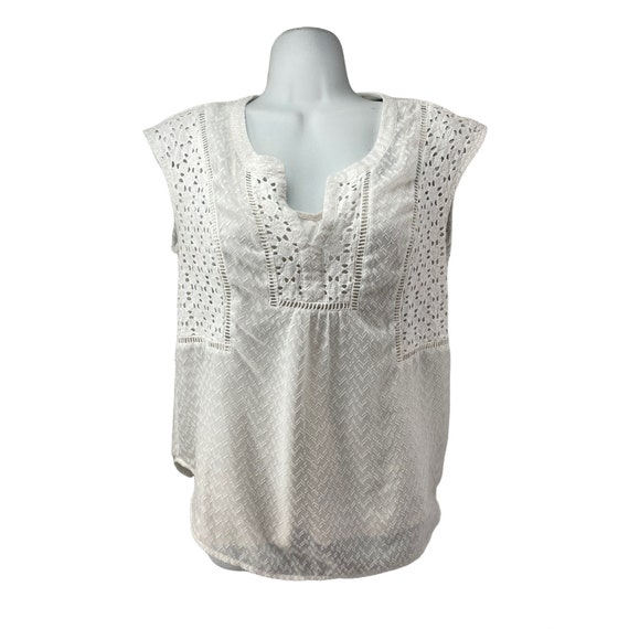 White eyelet sleeveless clearance top