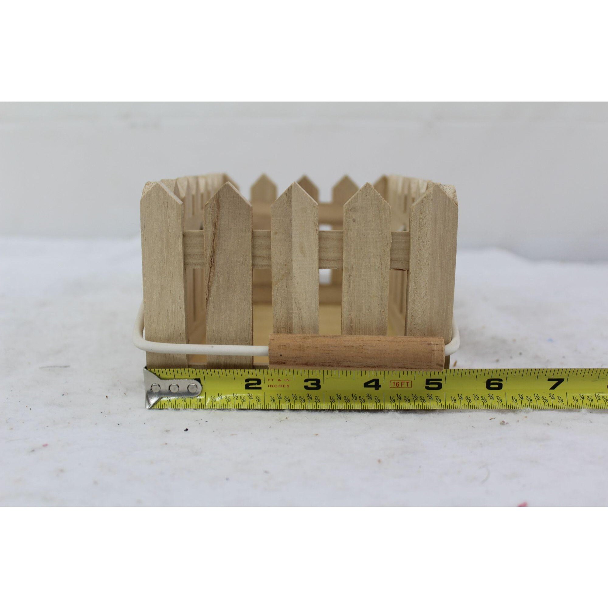 Set of 2 unfinished wooden picket fence baskets handles craft Etsy